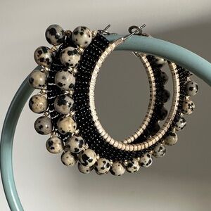 Hand-Beaded Dalmatian Jasper Earrings